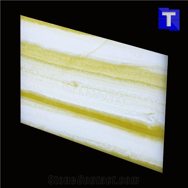 Horizontal Patterns Artificial Stone Panels Faux Alabaster Onyx Sheet for Office Table Tops
