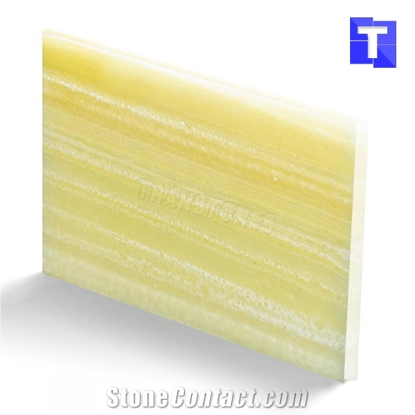 Hot Selling Yellow Straight Veins Artificial Stone Onyx Slabs
