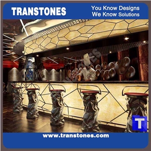 Led Bar Counter Translucent Resin Panel Tabletops Artificial Stone Reception Counter Table Tops Design