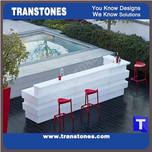 Modern White Bar Counter Table Solid Surface Artificial Stone Tabletops