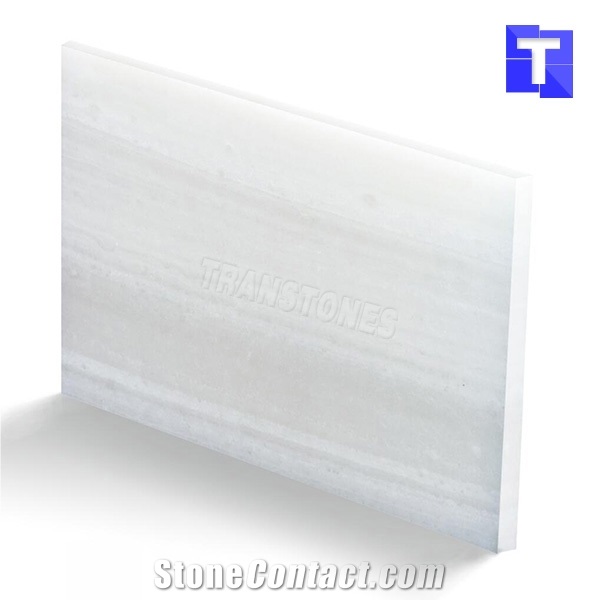 White Artificial Onyx Marble Stone Panels Straight Patterns Glacier Alabaster Sheet for Ceiling Decors