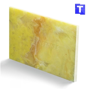 Yellow Artificial Onyx Stone Tiles Sheet Onyx Resin Panel for Indoor Ceiling Decoration