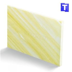Yellowish Artificial Onyx Stone Slabs Faux Alabaster Sheet for Tv Walls