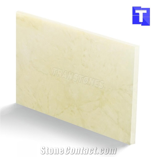 Yellowish Faux Alabaster Resin Panel Artificial Onyx Clouds Marble Slabs for Hotel Bar Counter Tops