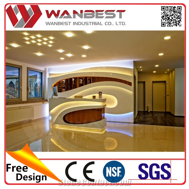 Artificial Stone Reception Desk Beauty Salon Furniture Reception Desk Solid Surface Carved Wedding Table