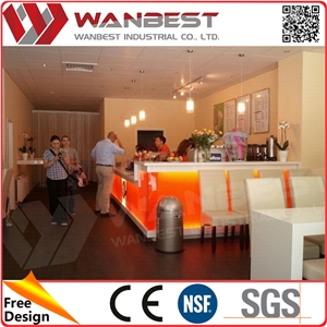 Beverage Drink Led Lighting Solid Surface Bar Counter with Marble Bar Counter Top