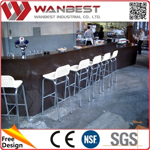 Cheap Brown Solid Surface Restaurant Bar Counter for Sale