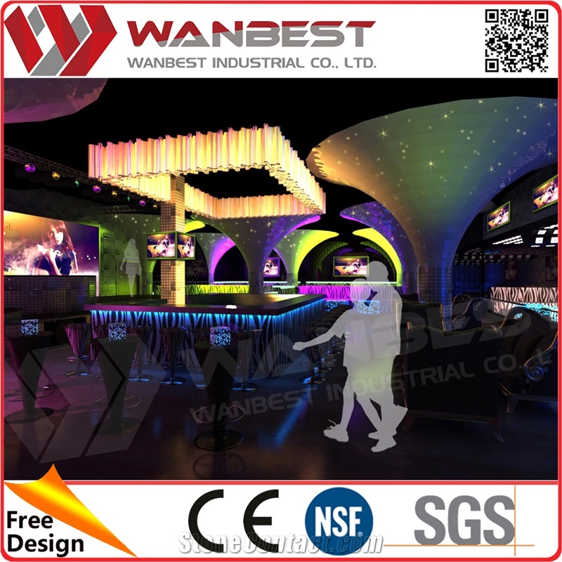 Customized Modern Solid Surface Restaurant Bar Counter Nightclub Lighted Bar Counter