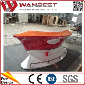 Factory Price Small Home Boat Shape Solid Surface Stone Restaurant Bar Counter Design