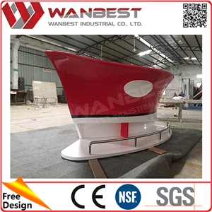 Factory Price Small Home Boat Shape Solid Surface Stone Restaurant Bar Counter Design