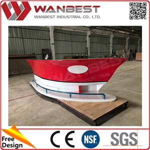 Factory Price Small Home Boat Shape Solid Surface Stone Restaurant Bar Counter Design