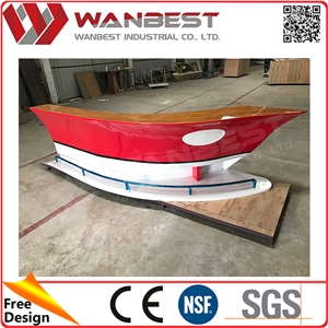 Factory Price Small Home Boat Shape Solid Surface Stone Restaurant Bar Counter Design