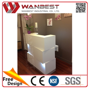 Good Quality White High Gloss Modern Solid Surface Office Small Reception Desk