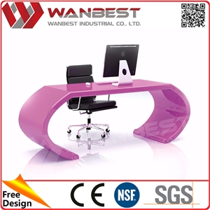 High Gloss Curved Executive Office Desk Marble Office Computer Table