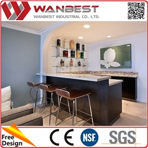 Home Small Wine Bar Counter with Artifiical Marble Bar Counter Top and Wood Cabinet Home Small Wine Bar Counter with Artifiical Marble Bar Counter Top and Wood Cabinet