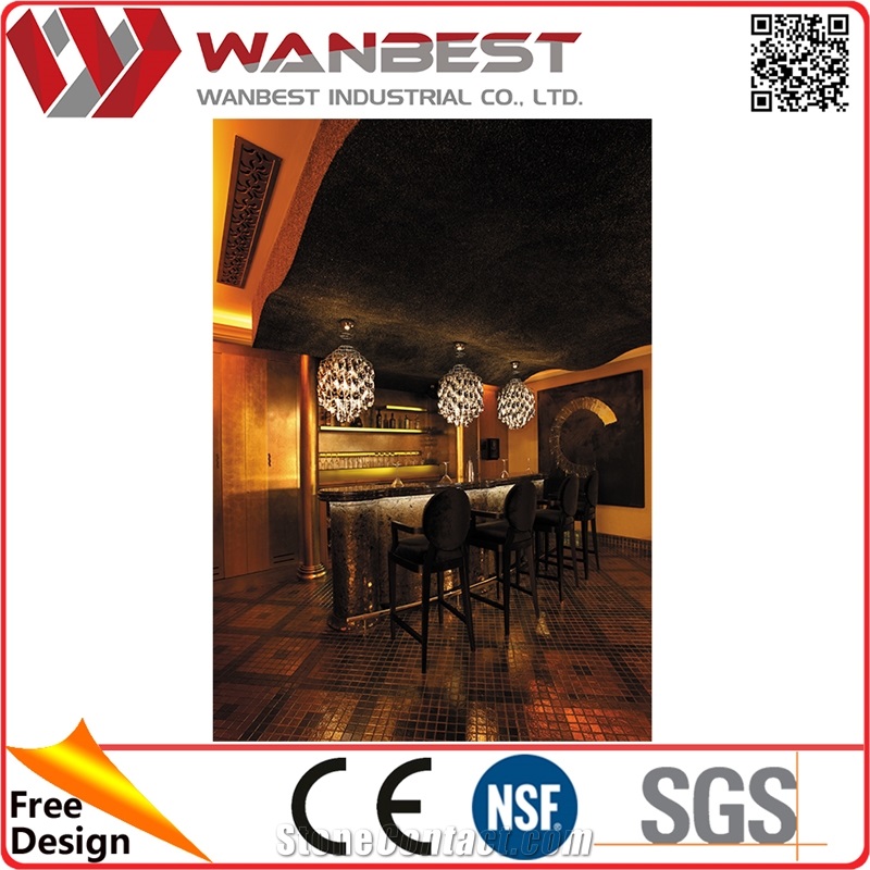 Luxury Illuminated Led Marble Bar Counter Modern Solid Surface Bar Restaurant Counter Design