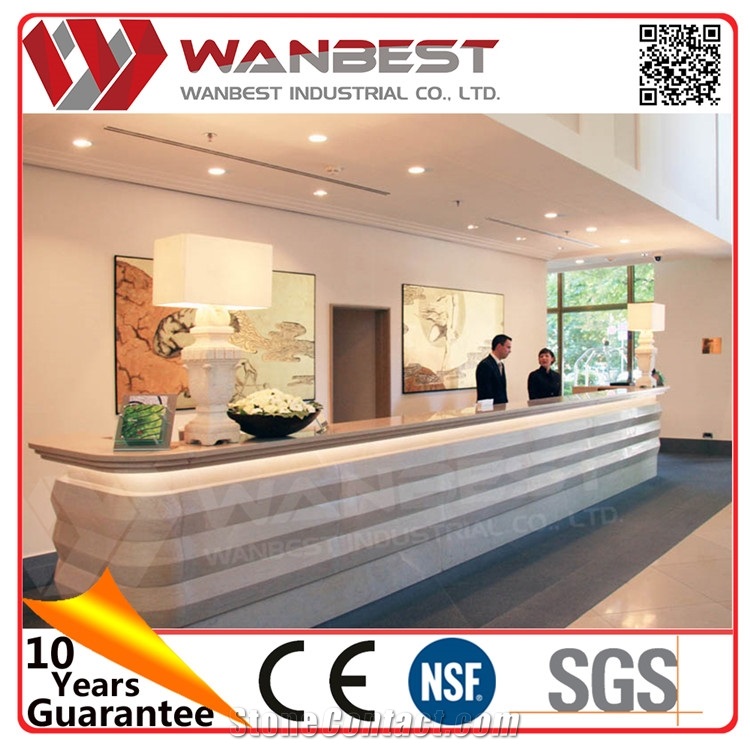 Modern Office Reception Counter Design Front Desk Counter for Hotel Artificial Marble Top Bill Counter