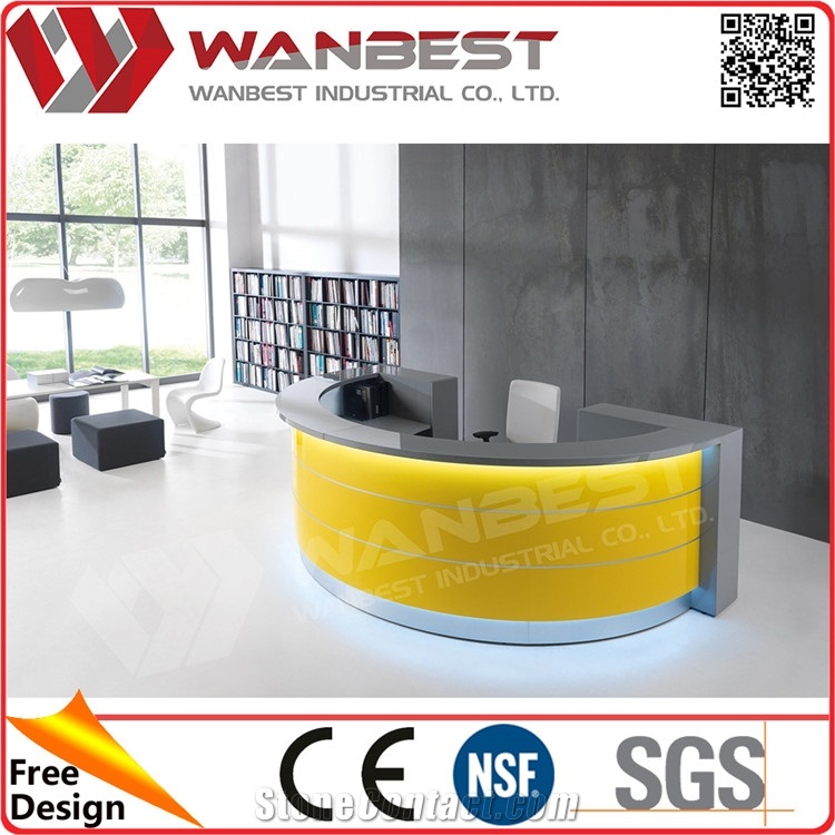 Modern Solid Surface Semi Circle Reception Desk Coffee Shop Cash Counter Design