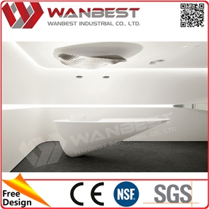 Modern White Hiigh Gloss Solid Surface Office Reception Desk for Salons