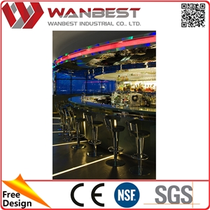 Popular Luxury Night Club Solid Surface Bar Counter with Bar Stools and Artifiical Marble Bar Counter Top