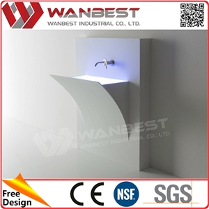 Unique Lighted Bathroom Solid Surface Deep Bathroom Sinks/Wash Basin