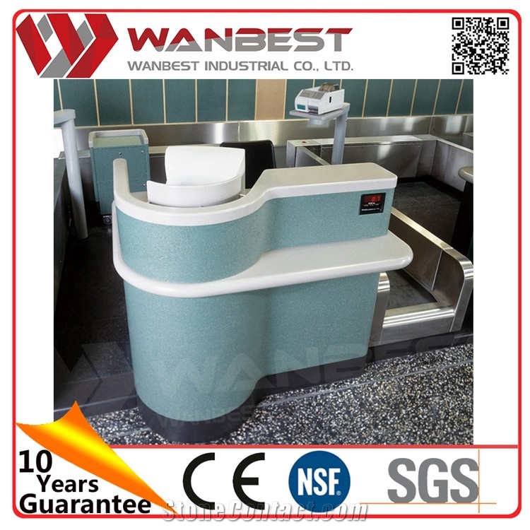 Wholesale Lounge Furniture Apple Store Acrylic Solid Surface Display Table Cafe Reception Counter Design