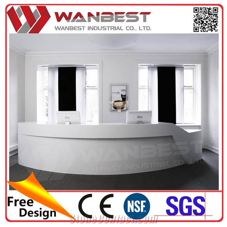 Wholesale Lounge Furniture Apple Store Acrylic Solid Surface Display Table Cafe Reception Counter Design