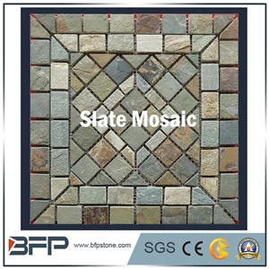 Aquare Shape Mosaic, Slate Pattern, Slate Wall Tile, Rusty Slate