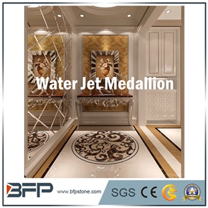 Beige/ Coffee/ Multicolor Marble Water Jet Medallion or Round Water Jet Pattern for Hotel Hall and Lobby