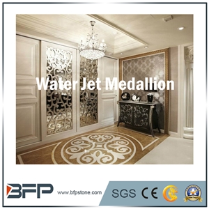 Beige/ Coffee/ Multicolor Marble Water Jet Medallion or Round Water Jet Pattern for Hotel Hall and Lobby