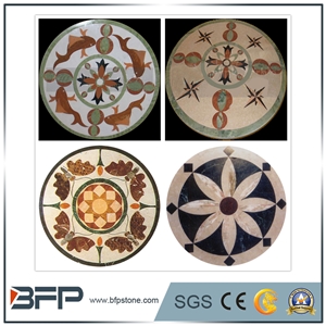 Beige/ Coffee/ Multicolor Marble Water Jet Medallion or Round Water Jet Pattern for Hotel Hall and Lobby