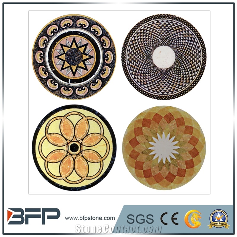 Beige/ Coffee/ Multicolor Marble Water Jet Medallion or Round Water Jet Pattern for Hotel Hall and Lobby