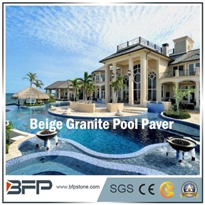 Beige Marble Slabs for Pool Coping Tiles, Honed Surface, Customized Dimension