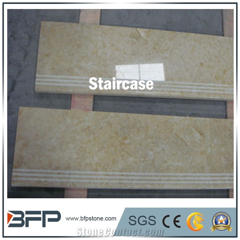 Beige Marble Step, Marble Riser, Marble Tread in Staircase