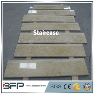 Beige Marble Step, Marble Riser, Marble Tread in Staircase