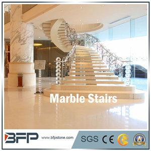 Beige Marble Step & Tread & Riser for Hotel Hall and Lobby
