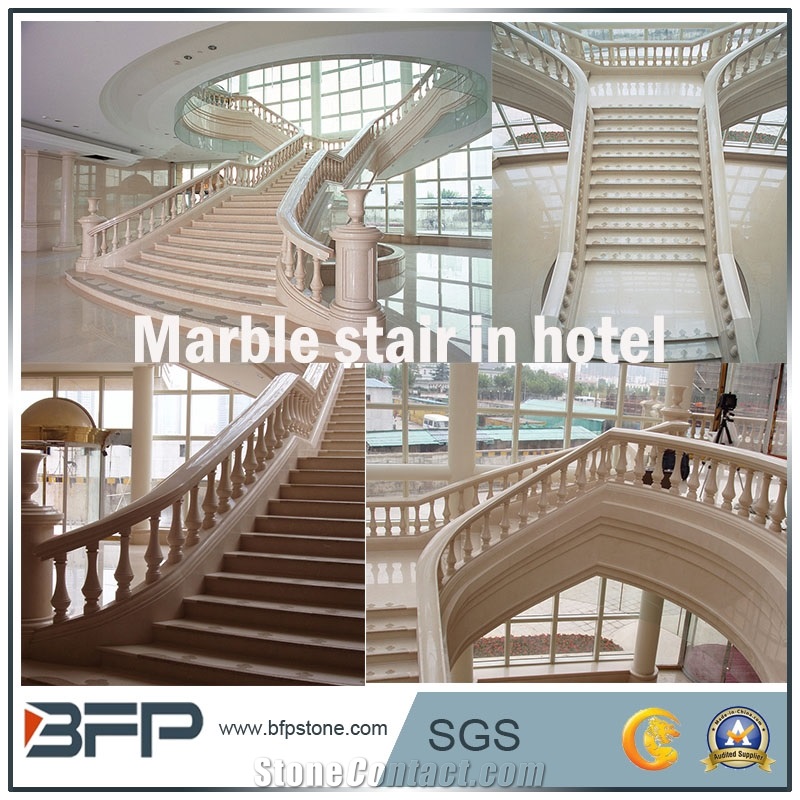 Beige Marble Step & Tread & Riser for Hotel Hall and Lobby