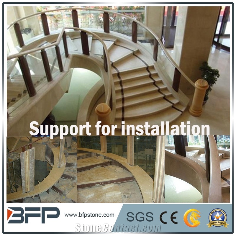 Beige Marble Step & Tread & Riser for Hotel Hall and Lobby