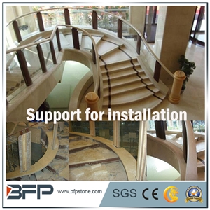 Beige Marble Step & Tread & Riser for Hotel Hall and Lobby