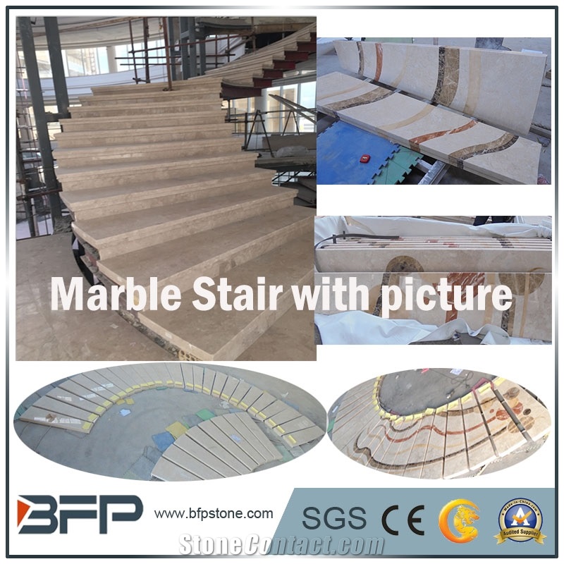 Beige Marble Step & Tread & Riser for Hotel Hall and Lobby
