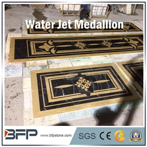 Black and Beige Marble Medallion, Marble Water Jet Medallion, Marble Water Jet Pattern, Square Medallion, Floor Medallion, Wall Cladding, Background Wall