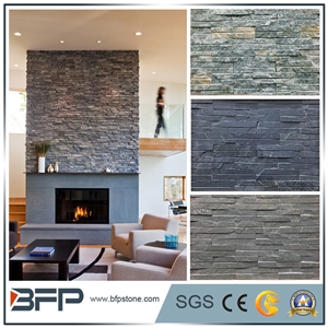 Black Culture Stone, Black Quartzite Ledge Stone, Black Quartzite Stacked Stone, Split Face Cultured Stone for Feature Wall