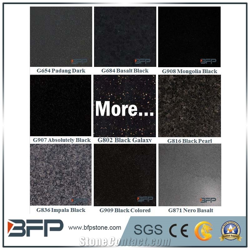 Black Granite Step & Riser & Tread for Staircase