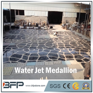 Black Marble Medallion, Beige Marble Medallion, Marble Water Jet Medallion, Marble Water Jet Pattern, Rosettes, Round Medallion, Floor Medallion, Wall Medallion for Floor and Wall Tile