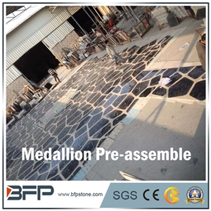 Black Marble Medallion, Beige Marble Medallion, Marble Water Jet Medallion, Marble Water Jet Pattern, Rosettes, Round Medallion, Floor Medallion, Wall Medallion for Floor and Wall Tile