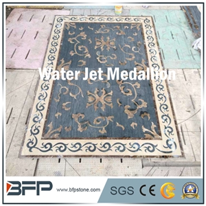 Blue Marble Medallion, Marble Water Jet Medallion, Marble Water Jet Pattern, Rosettes, Square Medallion, Floor Medallion, for Wall Tile and Floor Tile