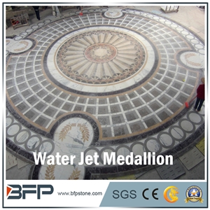 Brown Marble Medallion, White Marble Medallion, Marble Mosaic Medallion, Marble Water Jet Medallion, Marble Water Jet Pattern, Round Medallion, Floor Medallion, for Floor Covering
