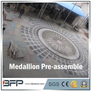 Brown Marble Medallion, White Marble Medallion, Marble Mosaic Medallion, Marble Water Jet Medallion, Marble Water Jet Pattern, Round Medallion, Floor Medallion, for Floor Covering