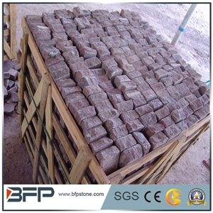 China Rustic Yellow Granite G682 Cobbles, Desert Gold G3582 Granite Paving Stone,China Gold Leaf Granite Cube Stone, Yellow Rock Padang Yellow Granite Cobbles Split Tumbled Surface