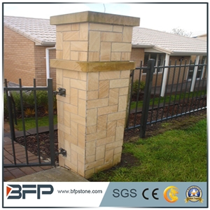 Chinese Yellow Quartzite Decorative Column, Yellow Quartzite Decorative Pillar, Yellow Quartzite Decorative Post